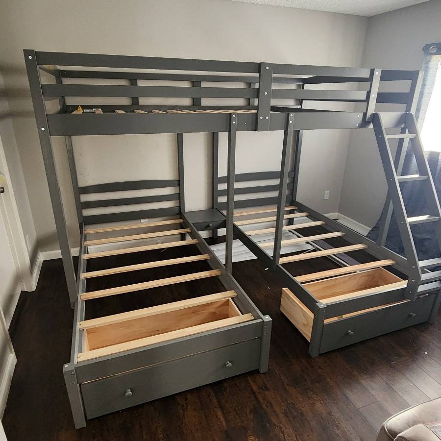 Furniture assembly project. Triple bunk bed